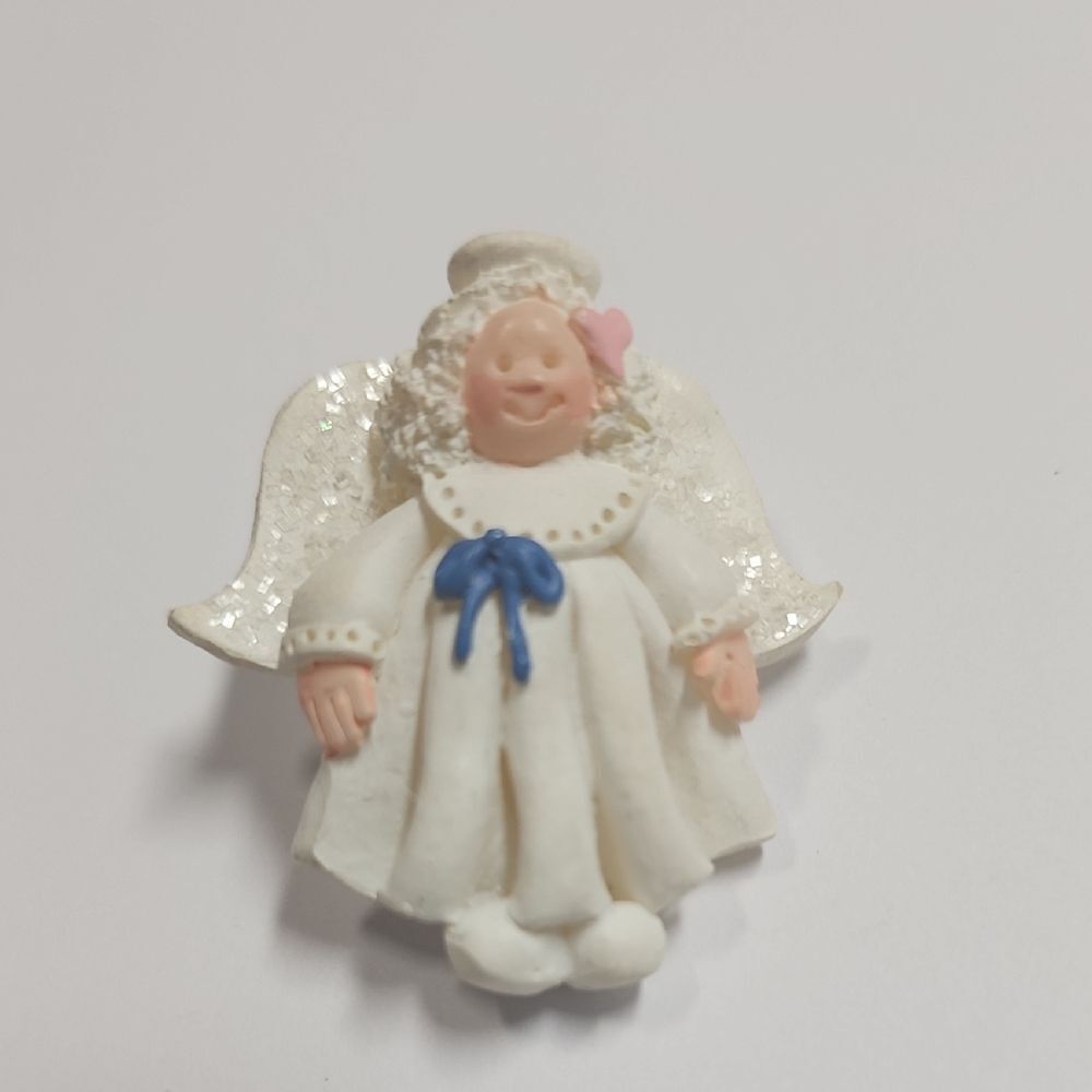JS vintage polymer clay angel  Pin Brooch